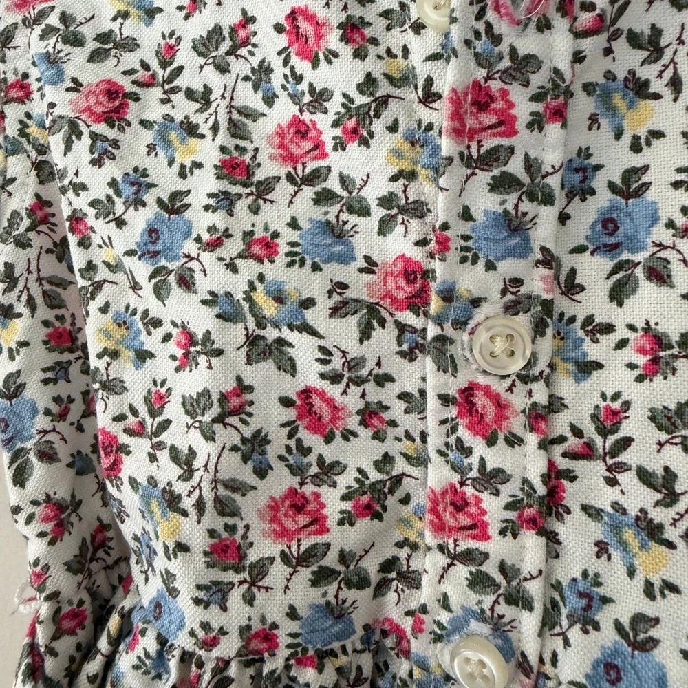 Ralph Lauren Baby Girl Floral Cotton Shirt Dress White Pink Blue 6M